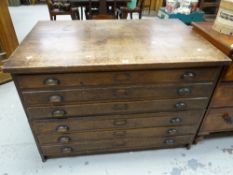 A good vintage oak six-drawer plan chest, 102cms wide x 82cms deep Condition reports provided on