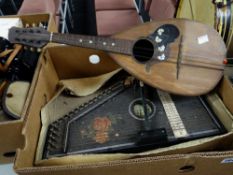 A German auto-harp zither together with a chord-harp auto-harp and a mandolin Condition reports