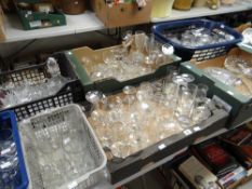 A large collection of mainly drinking glasses, cut glass bowls ETC (seven boxes) Condition reports