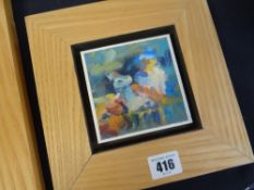 ANDREW HOOD oil on block board - figure, entitled 'Sunday Papers', 10 x 10cms Condition reports