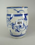 An interesting Delft-type vase with underglaze blue floral decoration, 15cms high Condition