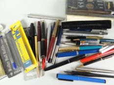 A wooden bottle-box containing various fountain and other pens etc Condition reports provided on