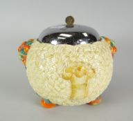 A Clarice Cliff Celtic Harvest patterned biscuit barrel, 13cms high Condition reports provided on