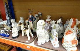 Collection of Staffordshire dogs, Continental figures ETC Condition reports provided on request by