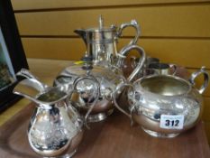 A three-piece bright cut electroplate tea service, similar coffee pot ETC Condition reports provided