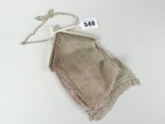 A silver mesh purse with engraved silver clasp and lining, hallmarked London 1925 Condition