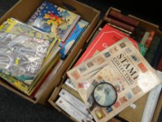 Two boxes of books including Rupert annuals, World of Wonder magazine, classics ETC Condition
