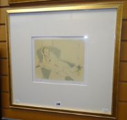 ALDO SALVADOR limited edition (47/80) lithograph - relaxing figure, signed, 15 x 29cms Condition