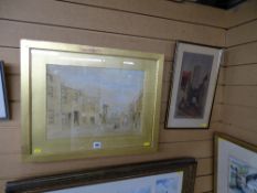 Late 19th/early 20th Century School pencil and watercolour - street scene with figures, unsigned, 29