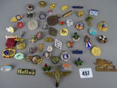 Nice collection of vintage and later badges and pendant fobs etc, many colourful and enamel examples
