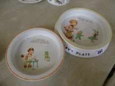 Shelley Mabel Lucie Attwell fairy decorated baby's plate and a similarly styled bowl