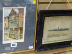 W WILLIAMS small watercolour - Watergate Street, Chester, signed and dated 1989 and a framed black