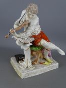 Ludwigsburg 18th Century porcelain figurine of a seated violinist, underglazed blue mark with others