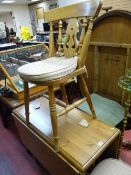 Modern pine drop leaf table with two good chairs