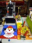 Collection of scratch built toys and games and a Lord of the Rings 'The Two Towers' figure of