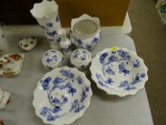 Seven pieces of Aynsley 'Elizabeth Rose' bone china, bowls, vases and covered pots