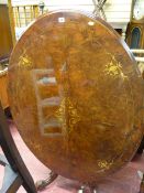 Victorian walnut inlaid tilt top breakfast table