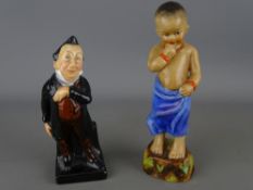 Royal Worcester figurine of a young boy titled 'Burmah' no. 3068 and one for Royal Doulton titled '