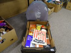 Two vintage circular slate lids, a Tommy Steele 'Half a Sixpence' production booklet and a