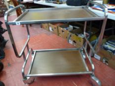 Retro chrome and wooden effect tea trolley