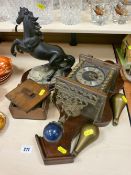 Atlas pendulum wall clock, Leonardo rearing horse on a plinth etc