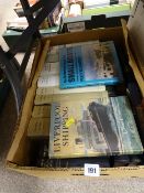 Box of shipping related books including 'The Last of the Windjammers, Volume I & II', 'Colonial