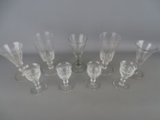 Collection of knopped stem vintage drinking glasses