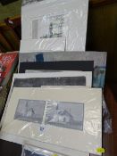 IEUAN WILLIAMS collection of unframed pictures and prints, some with card mounts, pencil signatures,