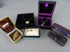 Nine carat gold diamond set bar brooch, a Victorian bar brooch, a seed pearl and enamel example, a