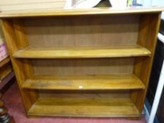 Well proportioned three shelf open bookcase with tapered corners, 120 cms high x 140 cms