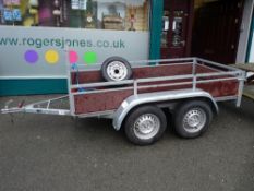 Weymar twin axel trailer with spare wheel, 260 x 130 cms approximately internal dimensions