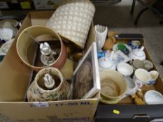 Quantity of decorative table lamps and a mixed box of household china