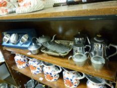 Parcel of mixed pewter and electroplate