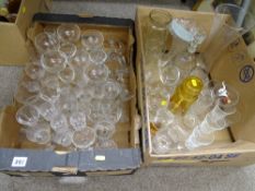 Two boxes of drinking and other glassware