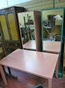 Colourful melamine retail or dressmaker's floor length mirrors in a block format with a similar