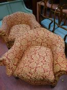 Pair of well presented tub chairs on scrolled feet