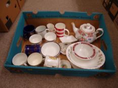 Mixed box of decorative pottery and porcelain