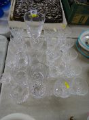 Stuart Crystal goblet with air twist stem and a selection of cut and other drinking glassware etc