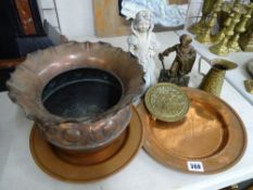 Cast figure of Snow White, a bronzed figure of a pirate and a quantity of vintage brass and