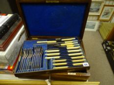 Oak cased Walker & Hall canteen of cutlery