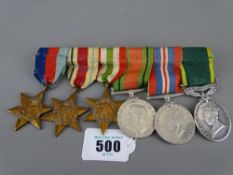 World War II unmarked group of five medals with a George VI territorial efficient service medal