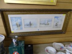 E DE MARTINO four busy seascape watercolours set in one frame, all signed and dated 1882 - two being