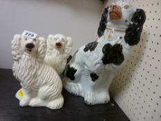 Pair of small Staffs dogs and another black and white