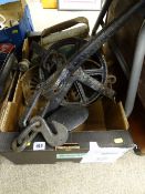 Box of vintage iron ware