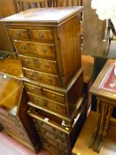 Small multi-drawer compact chest and a yew wood four drawer chest