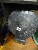 Vintage Welsh Folk Art metal fan ornament mounted in a slate block