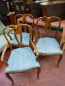 Three good French style splatback elbow chairs
