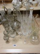 Pair of square based decanters with stoppers and labels and another parcel of miscellaneous