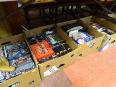 Three boxes of DVDs including box sets and a quantity of music CDs