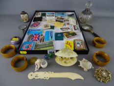 Mixed group of collectables including a silver mounted cut glass scent bottle, a small Satsuma vase,